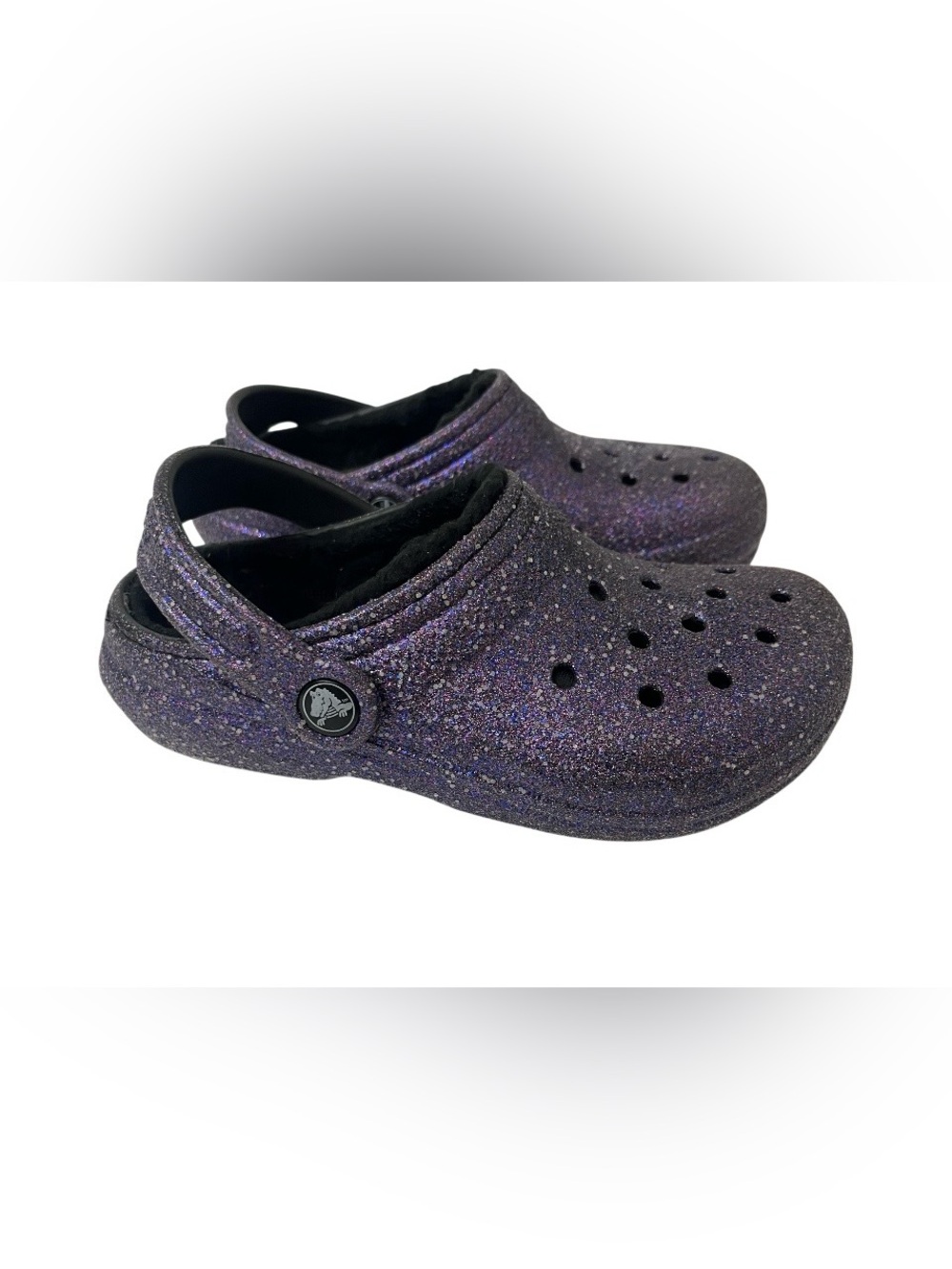 CROCS - Kids Girls Size 1 (J1) Sparkling Purple with Fuzzy Lining - Picture 3 of 8